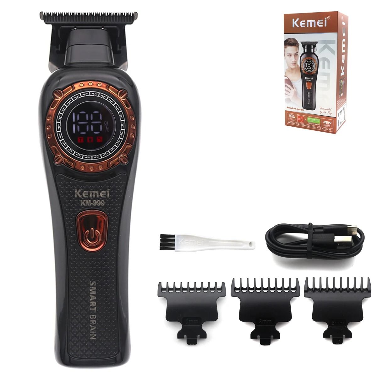 Cordless Hair Trimmer Professional T Blade LED Display Finishing Clipper 14