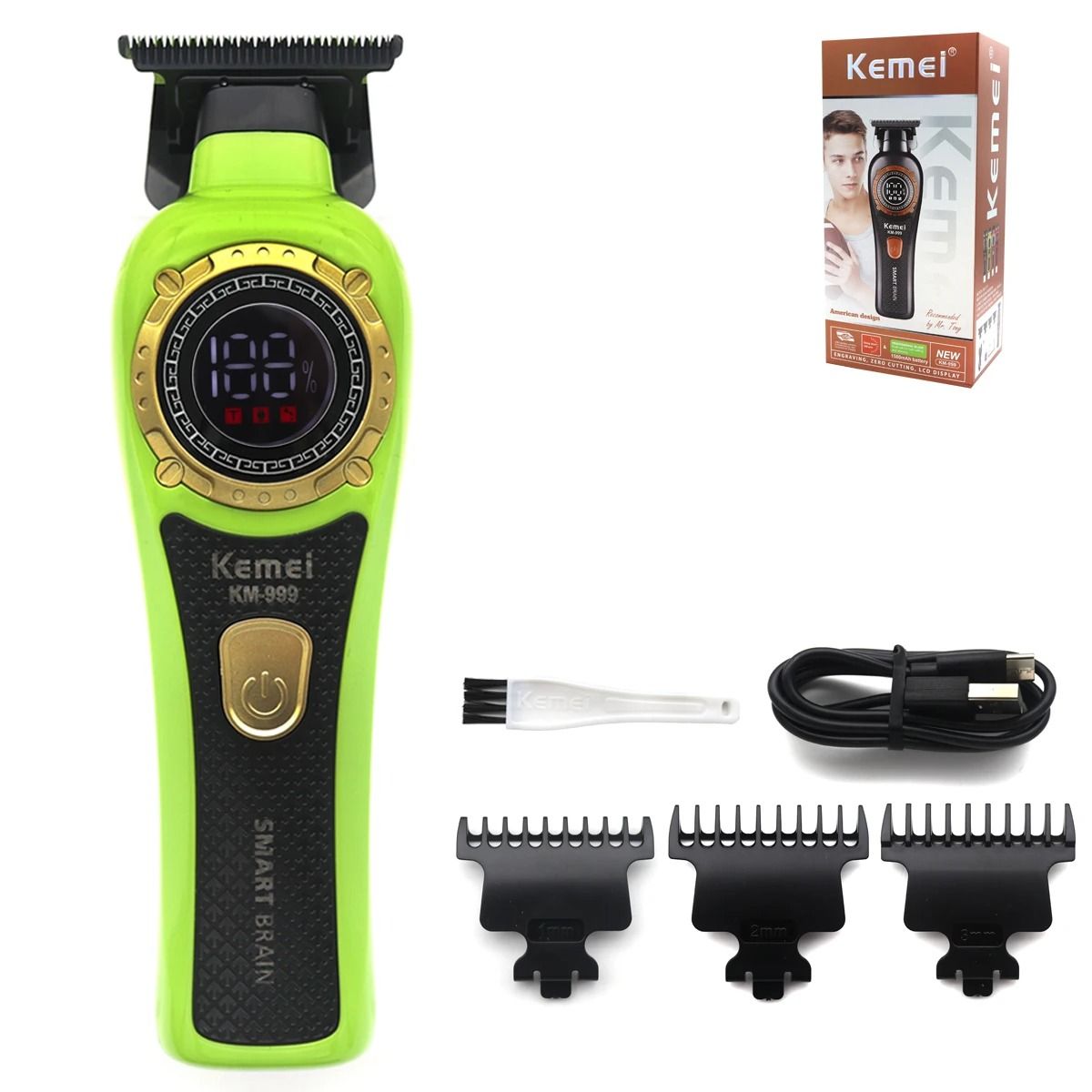 Cordless Hair Trimmer Professional T Blade LED Display Finishing Clipper 16