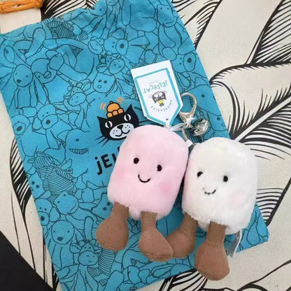 Adorable Two Tone Plush Cat Keychain, Super Soft Cotton Candy JC Jelly Pendant for Bags, Cars, & as a Cute Holiday Gift