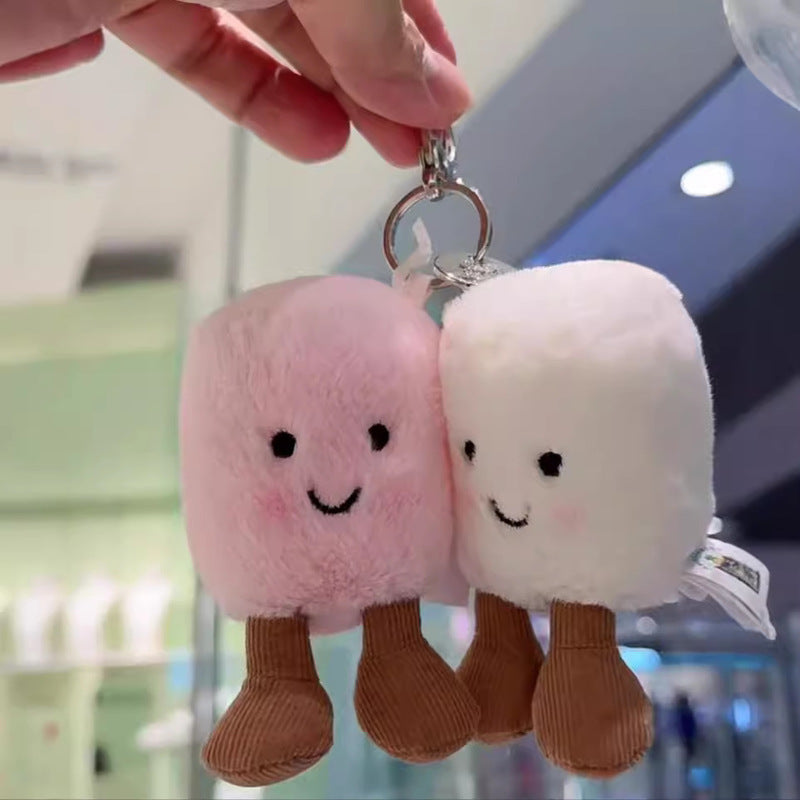 Adorable Two Tone Plush Cat Keychain, Super Soft Cotton Candy JC Jelly Pendant for Bags, Cars, & as a Cute Holiday Gift