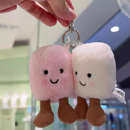 Adorable Two Tone Plush Cat Keychain, Super Soft Cotton Candy JC Jelly Pendant for Bags, Cars, & as a Cute Holiday Gift