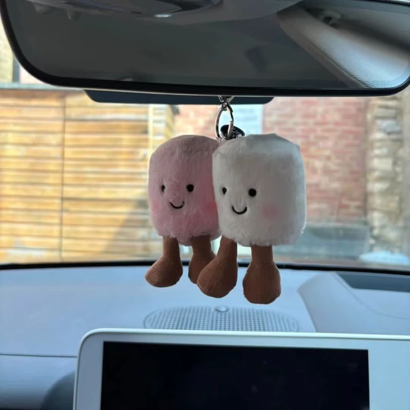 Adorable Two Tone Plush Cat Keychain, Super Soft Cotton Candy JC Jelly Pendant for Bags, Cars, & as a Cute Holiday Gift