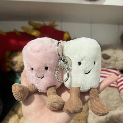 Adorable Two Tone Plush Cat Keychain, Super Soft Cotton Candy JC Jelly Pendant for Bags, Cars, & as a Cute Holiday Gift