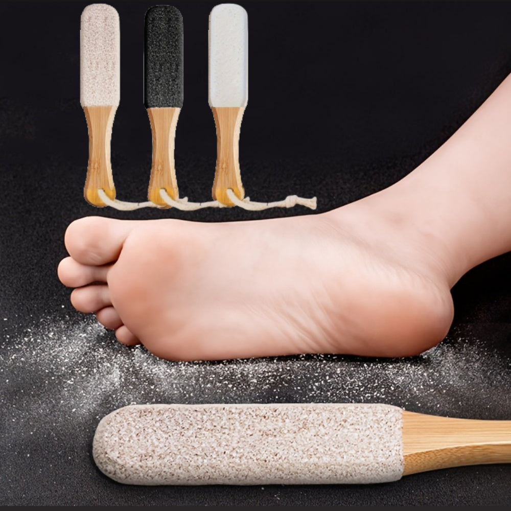 Professional Pedicure Tool, Bamboo Handle Foot File Natural Pumice Stone Exfoliator for Dead Skin & Callus Removal