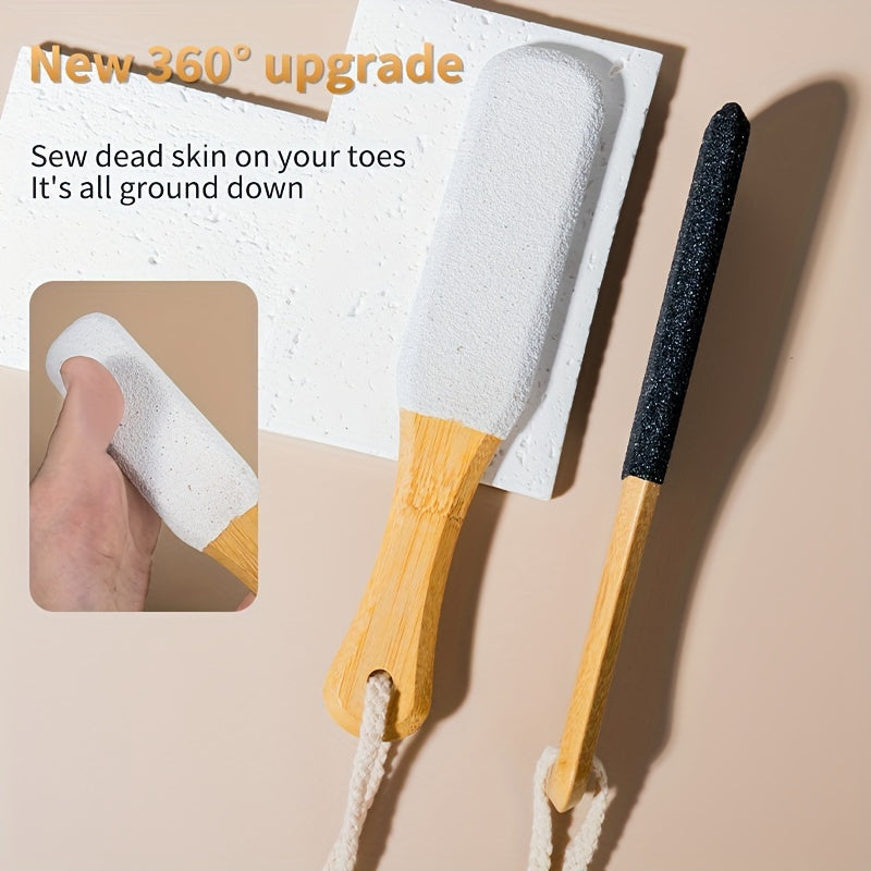 Professional Pedicure Tool Bamboo Handle Foot File Natural Pumice Stone Exfoliator For Dead Skin  C 1