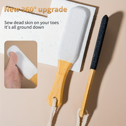 Professional Pedicure Tool Bamboo Handle Foot File Natural Pumice Stone Exfoliator For Dead Skin  C 1