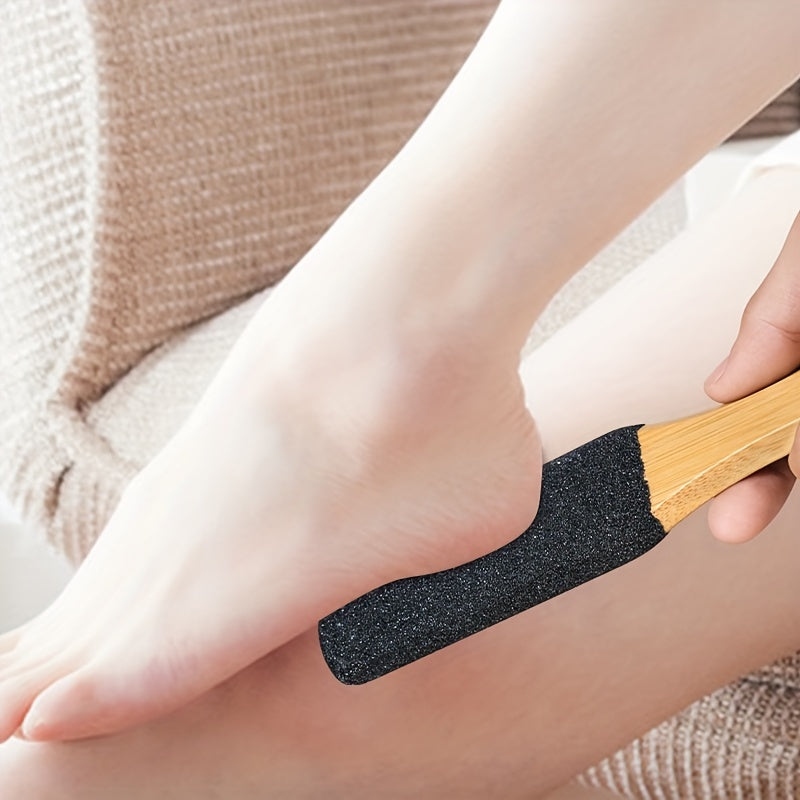 Professional Pedicure Tool Bamboo Handle Foot File Natural Pumice Stone Exfoliator For Dead Skin  C 2