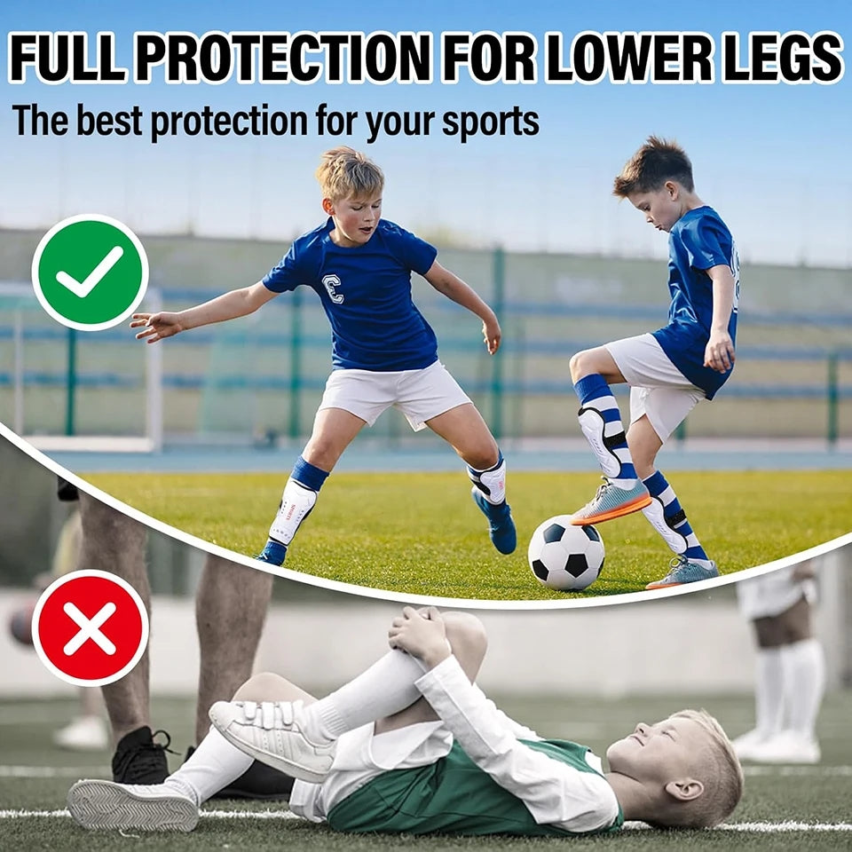 Children Football Calf Protection, Youth Adults Soccer Shin Guards, Leg Pads with Shin Support Straps