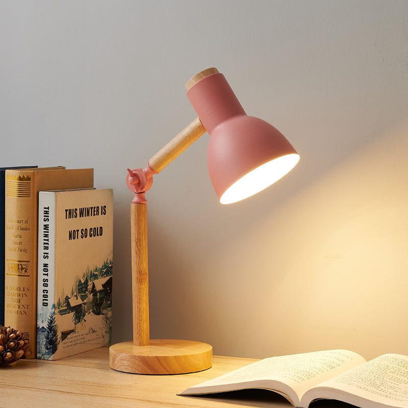 Creative Nordic Table Lamp Wooden Art LED TurnHead Bedside Desk Light For Eye Protection Reading In 1