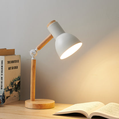 Creative Nordic Table Lamp Wooden Art LED TurnHead Bedside Desk Light For Eye Protection Reading In 3