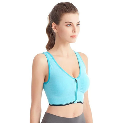 Womens Front Zipper Sports Bra Shockproof Fitness Bralette 7