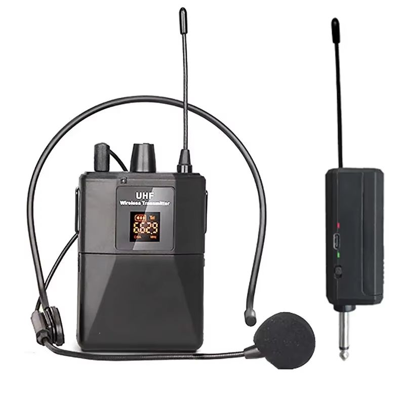 UHF Wireless Headset Microphone with Bodypack Transmitter & Receiver – LED Display for Teaching, Presentations & Live Pe