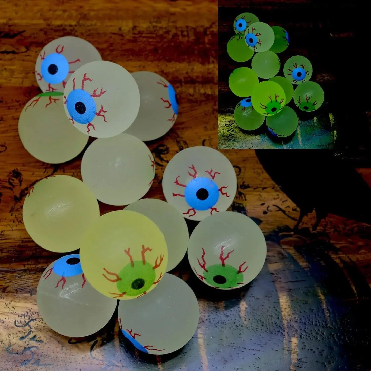 Glow in The Dark Eyeball Balls,32mm Halloween Bouncy Balls for Party Supplies,Spooky Luminous Toys,and Horror Themed bag