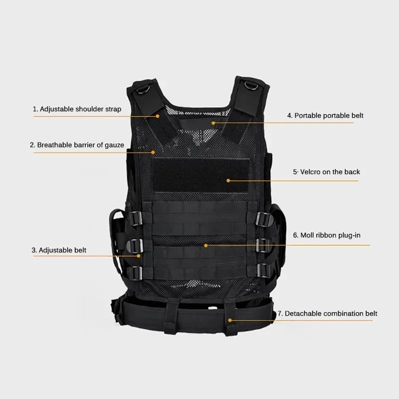 Tactical Multi Pocket Combat Vest For Outdoor Training And Airsoft 4