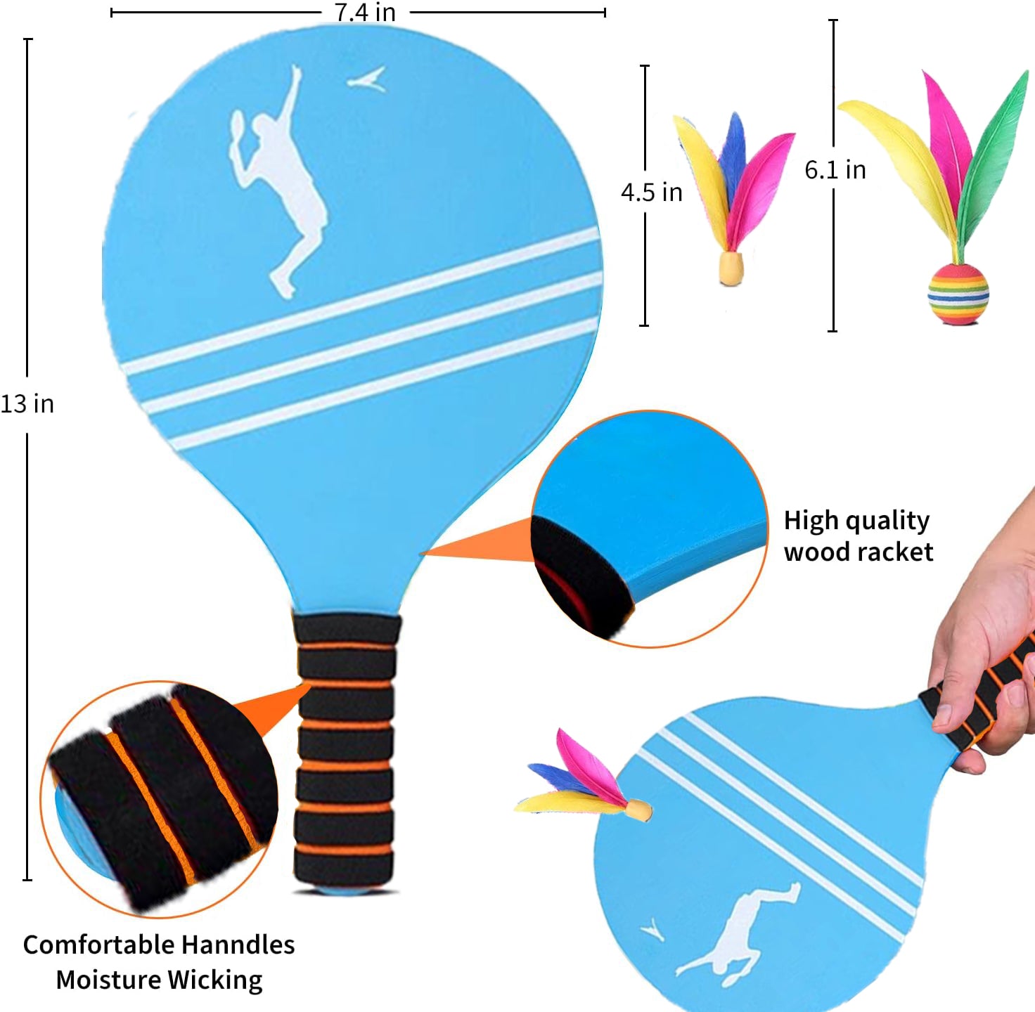 Kids Badminton Set, 2 Rackets & Birdies, Outdoor Sports Toys for Children, Family Beach Yard Games Gift for Boys & Girl