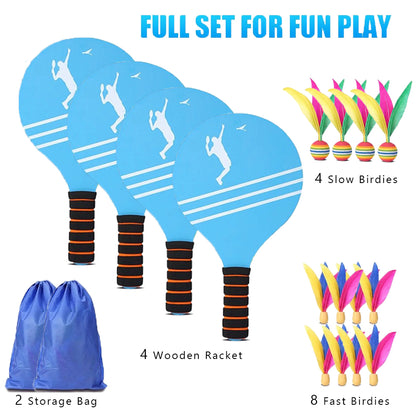 Kids Badminton Set, 2 Rackets & Birdies, Outdoor Sports Toys for Children, Family Beach Yard Games Gift for Boys & Girl