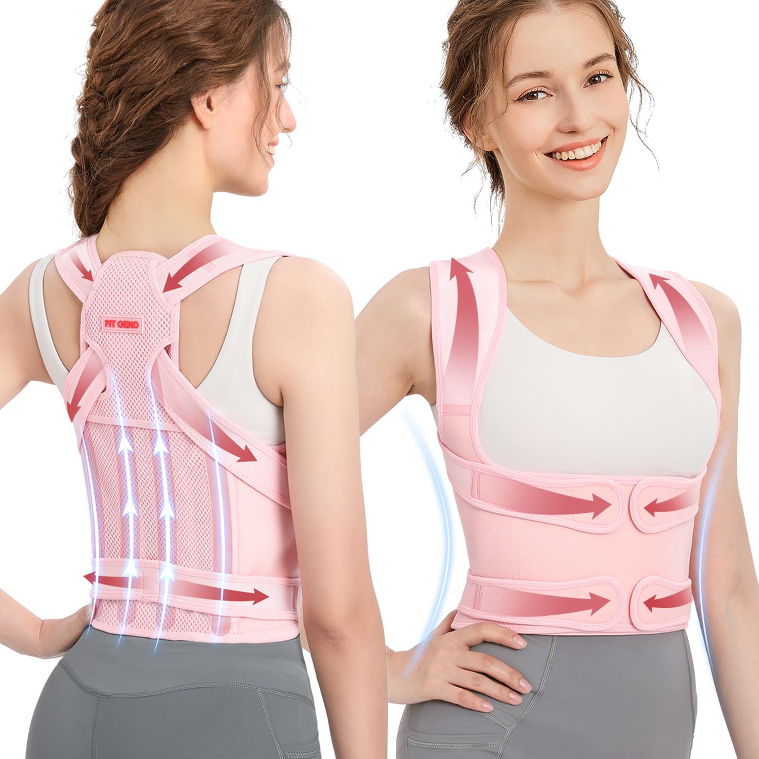 Adjustable Shoulder Straightener, Back Brace Posture Corrector for Women, Support for Upper and Lower Back Pain Relief