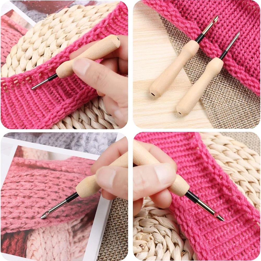 14Piece Wooden Punch Needle Embroidery Kit Adjustable Set 1