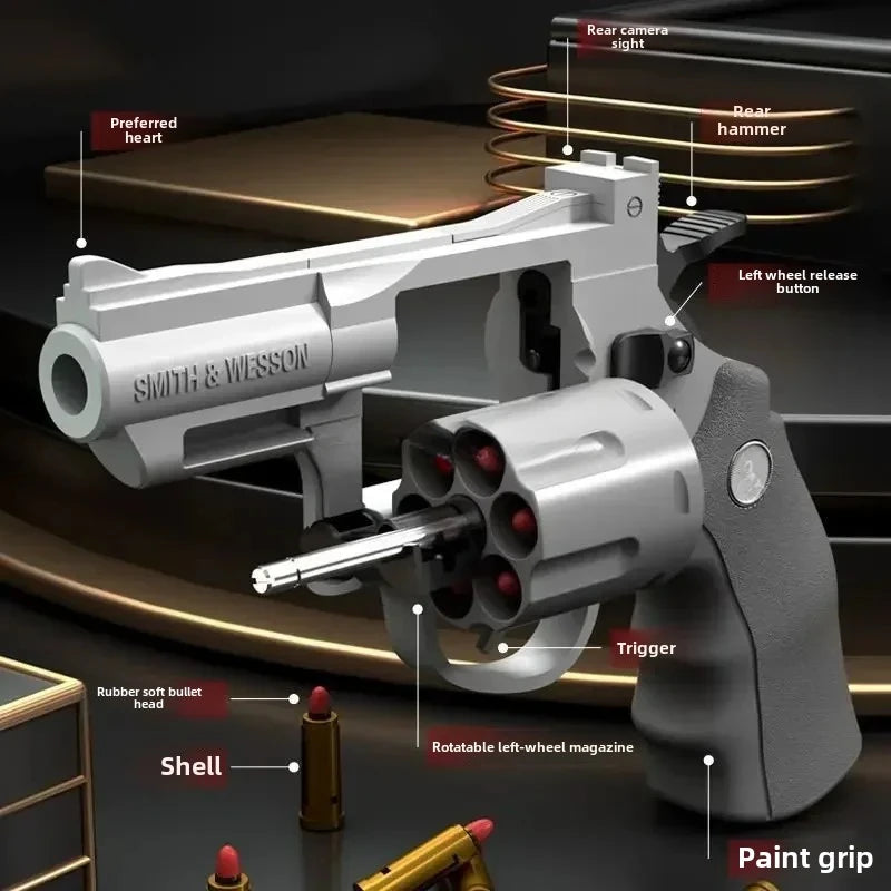 ZP5 357 Revolver Launcher, Continuous Firing Soft Dart Toy Gun, for CS Outdoor Battle Games, Kids and Adult Play
