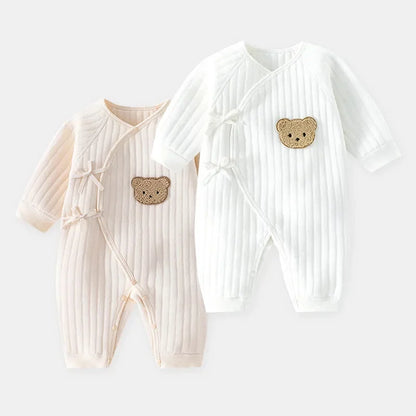 Cotton Bear Baby Jumpsuits With Hat Toddler Rompers For Boys Girls Long Sleeve Onesies Soft  Breath 3