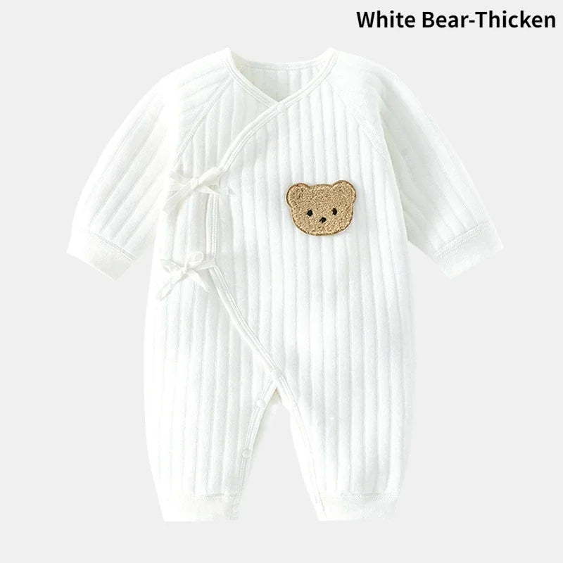 Cotton Bear Baby Jumpsuits With Hat Toddler Rompers For Boys Girls Long Sleeve Onesies Soft  Breath 4