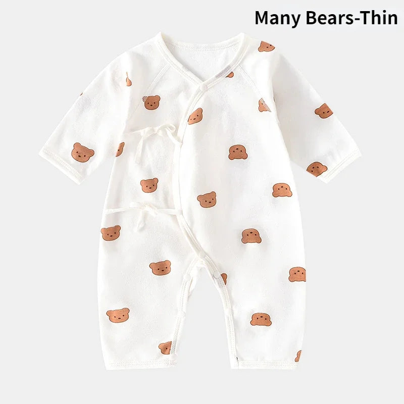 Cotton Bear Baby Jumpsuits With Hat Toddler Rompers For Boys Girls Long Sleeve Onesies Soft  Breath 6