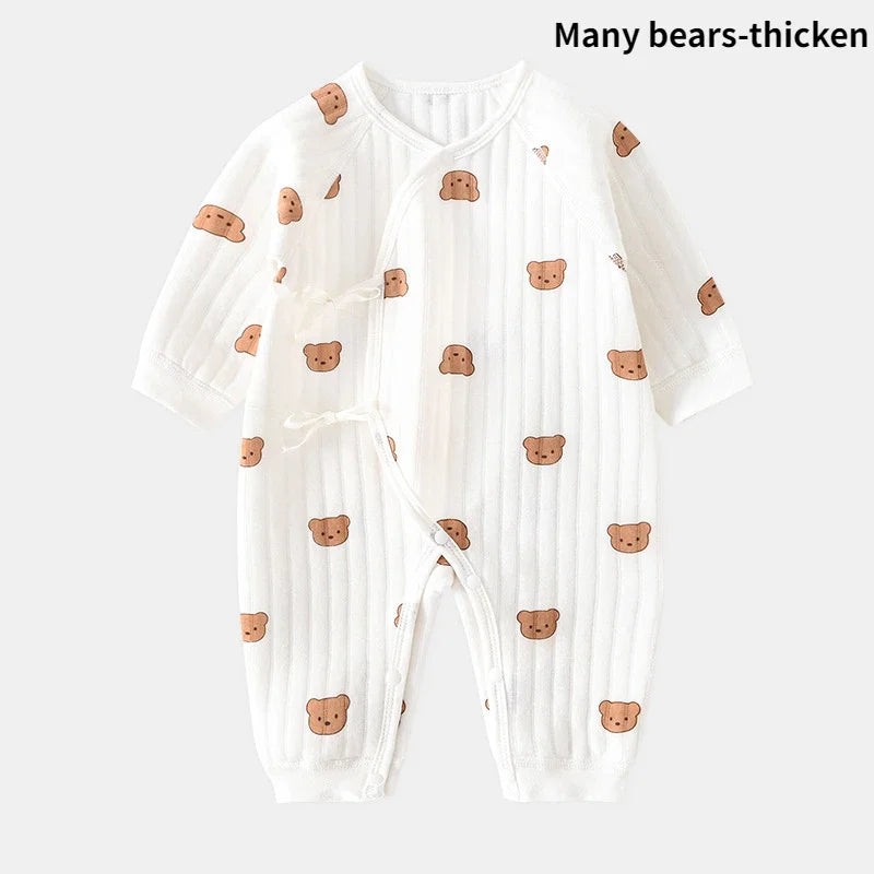 Cotton Bear Baby Jumpsuits With Hat Toddler Rompers For Boys Girls Long Sleeve Onesies Soft  Breath 8
