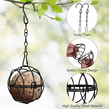 Squirrel Proof Metal Suet Ball Bird Feeder With Chain Outdoor Garden Hanging Feeder For Wild Birds  1