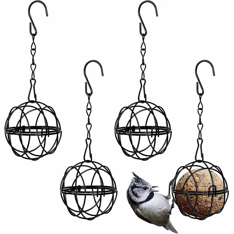 Squirrel Proof Metal Suet Ball Bird Feeder With Chain Outdoor Garden Hanging Feeder For Wild Birds  2