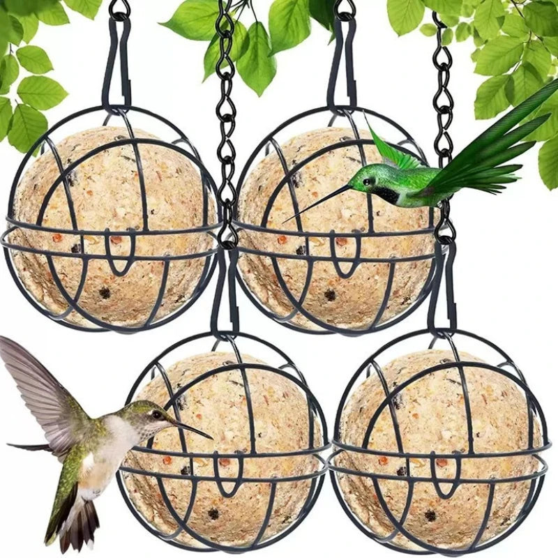 Squirrel Proof Metal Suet Ball Bird Feeder With Chain Outdoor Garden Hanging Feeder For Wild Birds  3