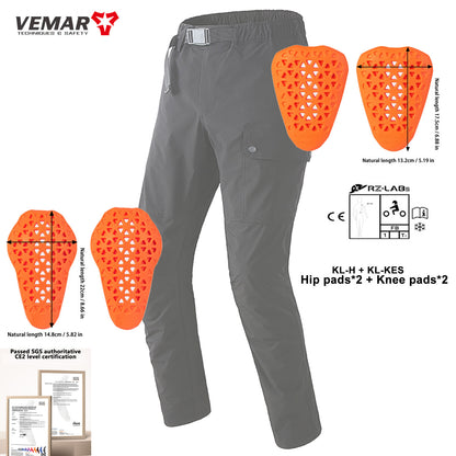 Motorbike Trousers Protective Inner Gear, CE Certified Jeans with Knee Pads & Hip Protectors Crotch Board Pants