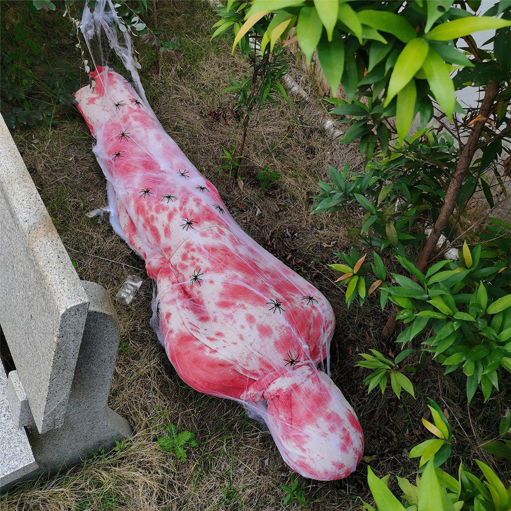 Light Up Cocoon Corpse Prop,59 Inch Scary Hanging Dead Body with LED String Lights for Outdoor Haunted House & Halloween