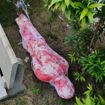 Light Up Cocoon Corpse Prop,59 Inch Scary Hanging Dead Body with LED String Lights for Outdoor Haunted House & Halloween