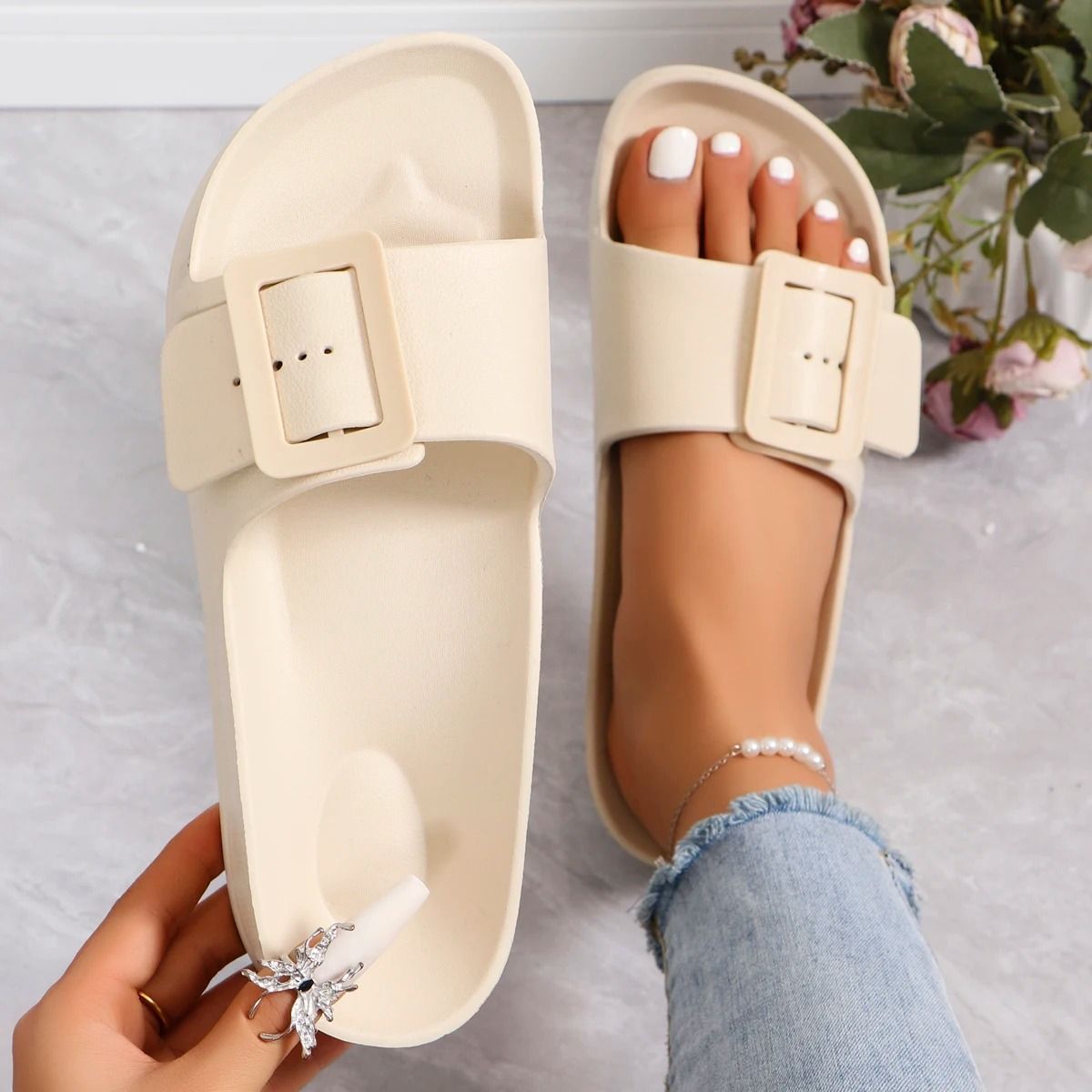 Womens Lightweight Platform Slip On Sandals Soft EVA Summer Outdoor Beach Shoes 1