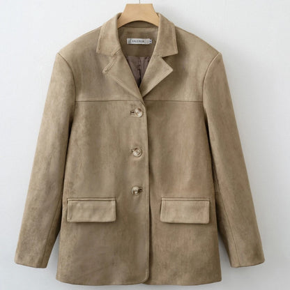 Womens Suede Blazer Jacket with Elegant Fall Winter Style