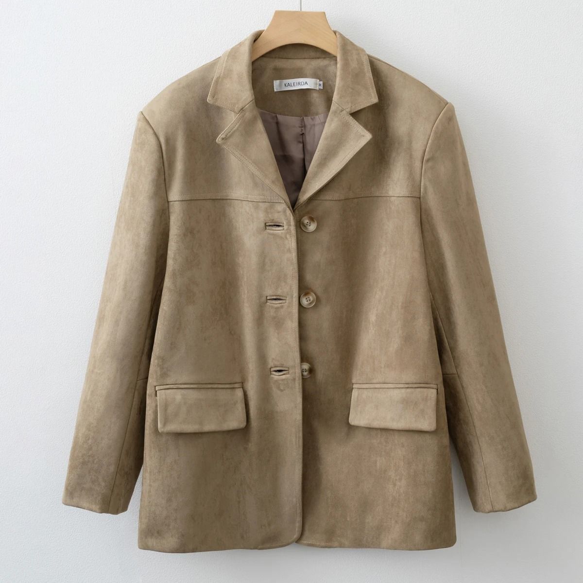 Womens Suede Blazer Jacket With Elegant Fall Winter Style 1