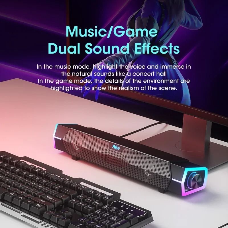 Bluetooth Computer Soundbar With Stereo Subwoofer And RGB Lights 2