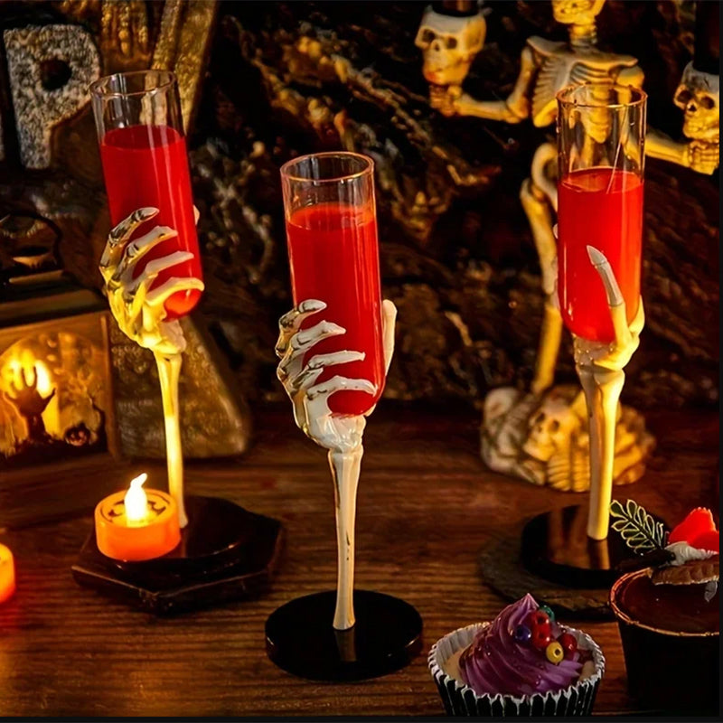 Halloween Eerie Tableware Skeleton Hand Arm Design Plastic Champagne Flutes Mixed Color Halloween Party Decor Haunted House