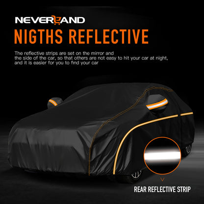 Universal Car Cover Outdoor Waterproof, Windproof with Straps, UV Snow Dust Resistant, 210D Oxford Fabric for BMW Audi