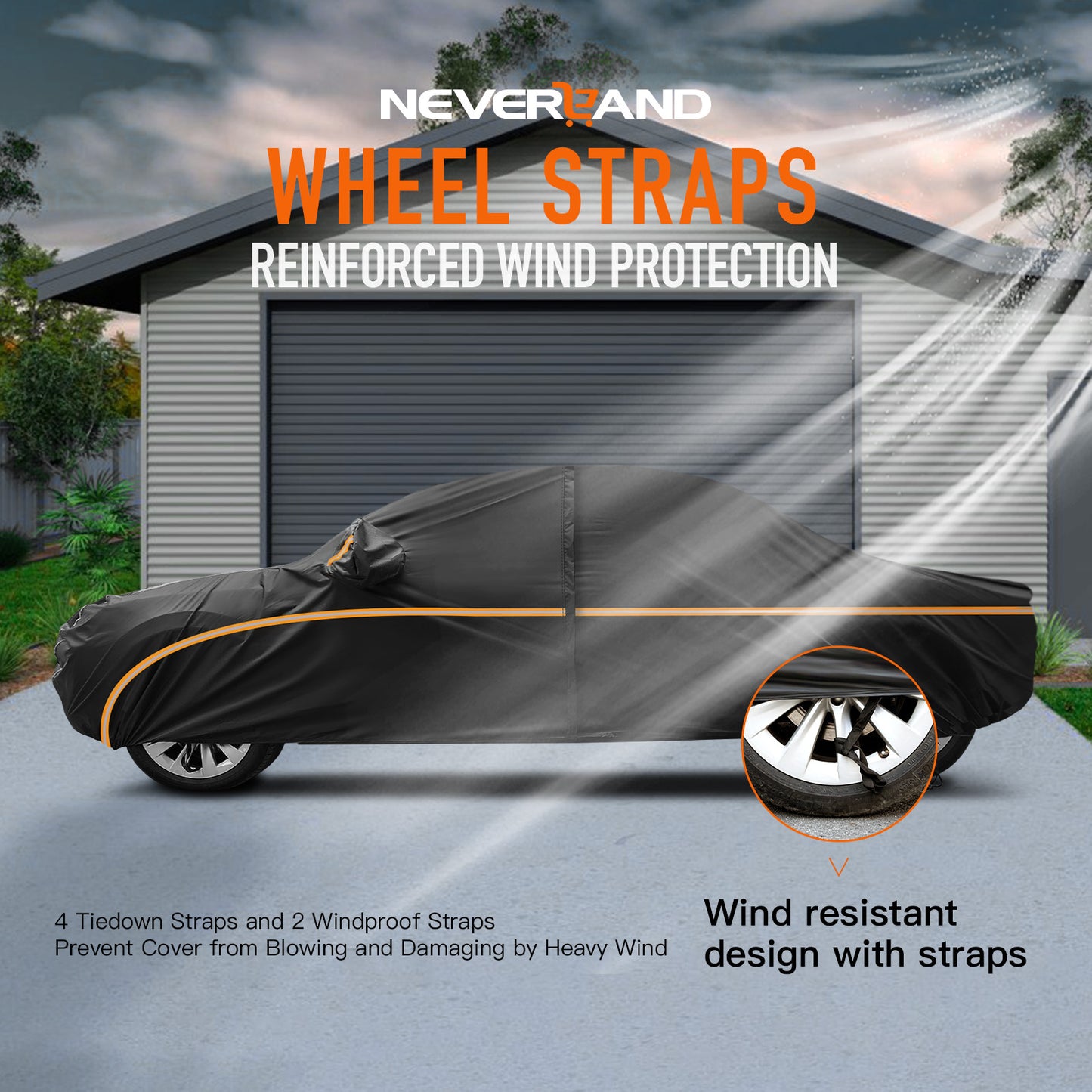 Universal Car Cover Outdoor Waterproof, Windproof with Straps, UV Snow Dust Resistant, 210D Oxford Fabric for BMW Audi