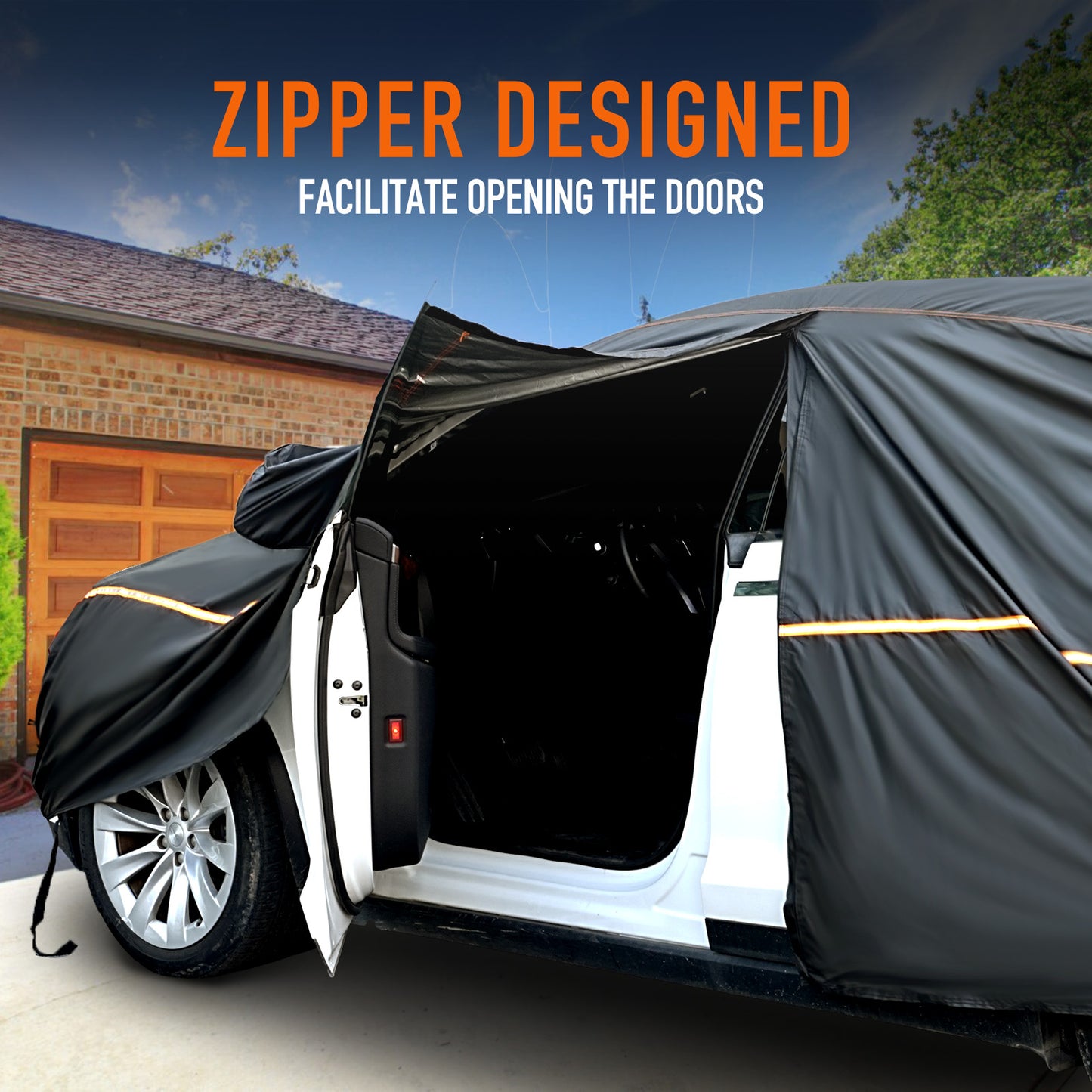 Universal Car Cover Outdoor Waterproof, Windproof with Straps, UV Snow Dust Resistant, 210D Oxford Fabric for BMW Audi