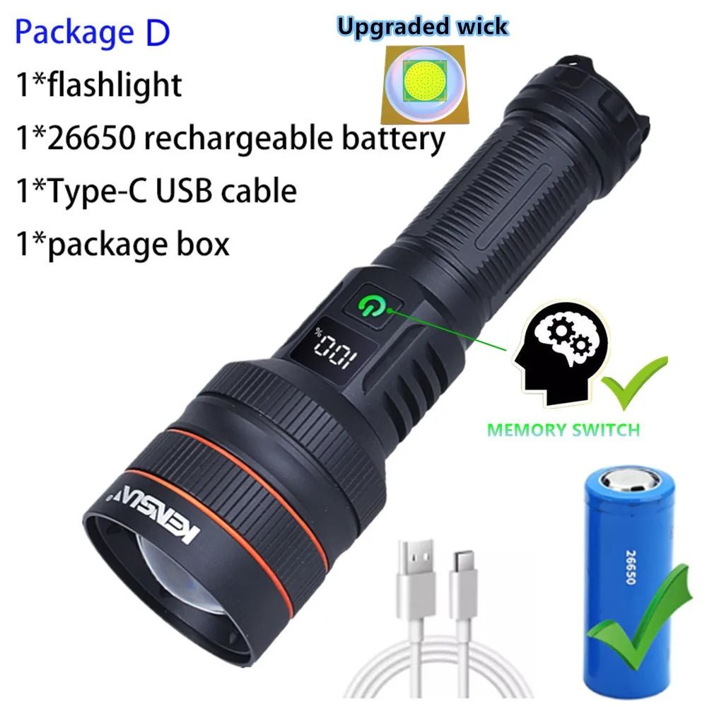 Long Range LED Flashlight With Zoom And Type C Charging 10