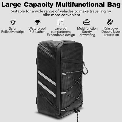 Waterproof Bicycle Rear Seat Bag With Large Capacity And Rain Cover 2