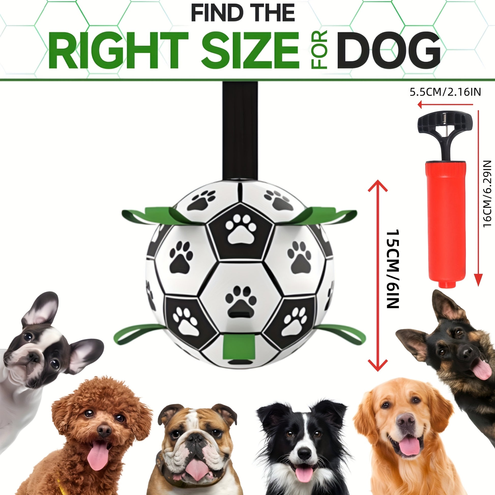Damaly Interactive Dog Soccer Toy with Grip Ring, Durable Water Ball for Chasing & Playing, No Battery Needed