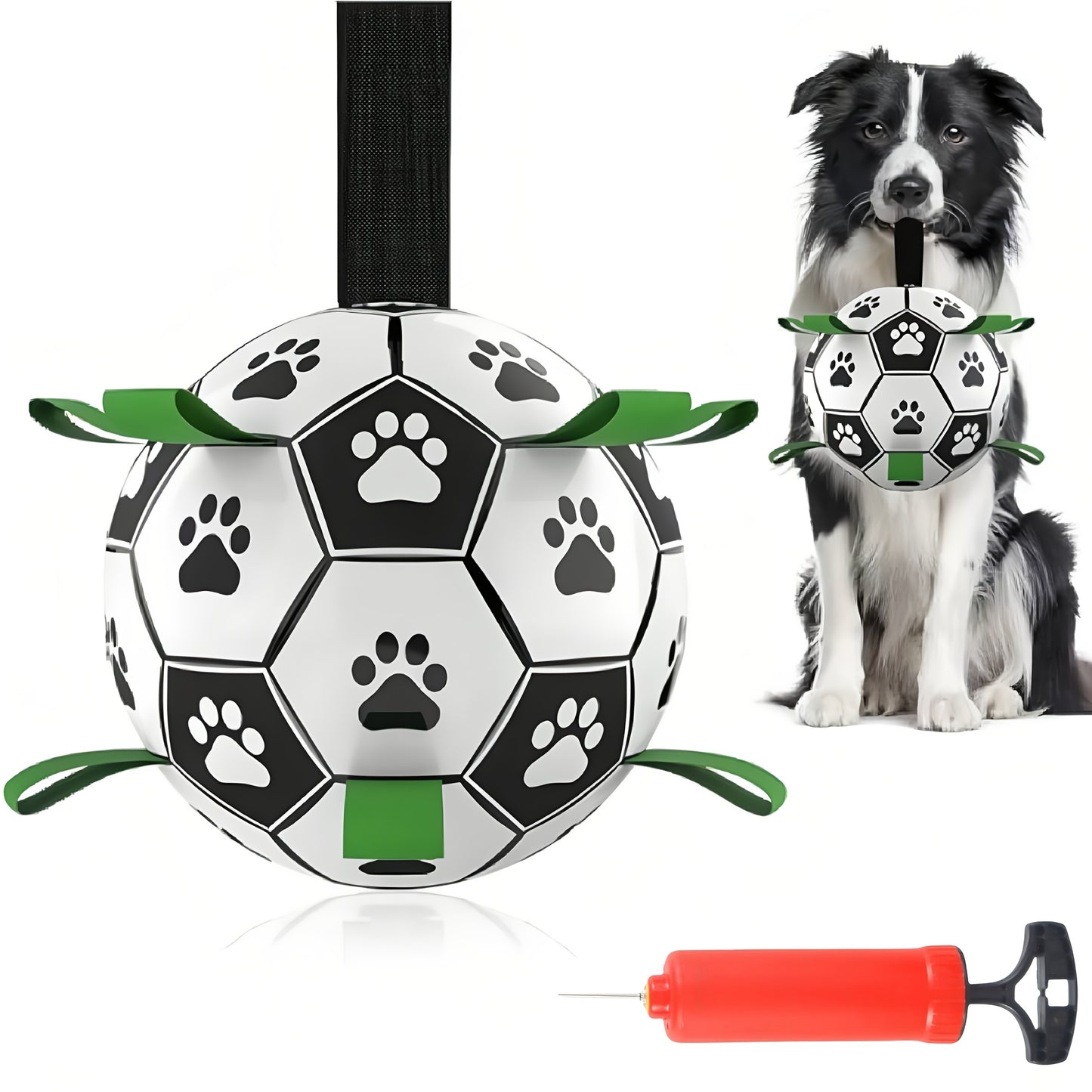 Damaly Interactive Dog Soccer Toy with Grip Ring, Durable Water Ball for Chasing & Playing, No Battery Needed