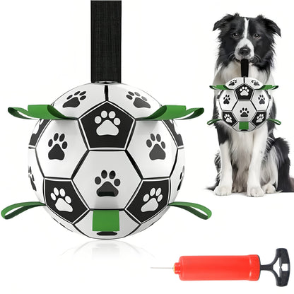 Damaly Interactive Dog Soccer Toy with Grip Ring, Durable Water Ball for Chasing & Playing, No Battery Needed