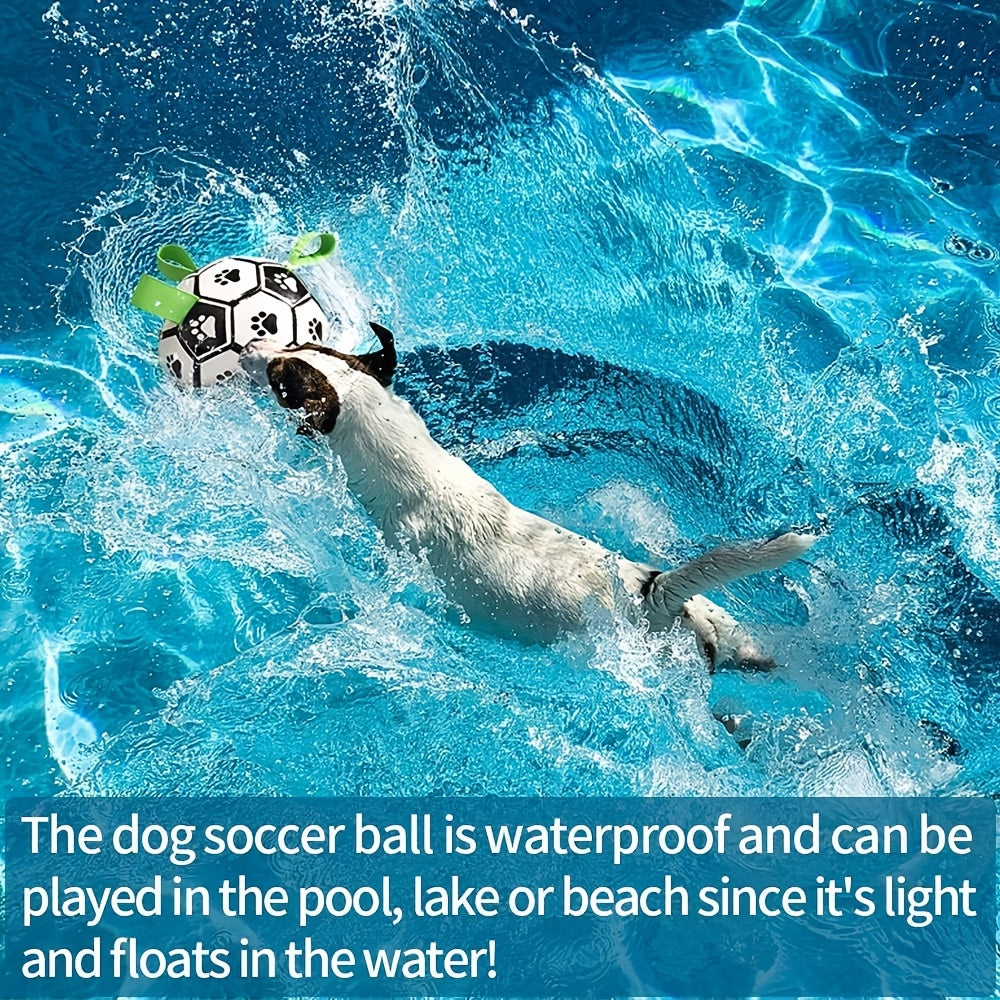 Damaly Interactive Dog Soccer Toy with Grip Ring, Durable Water Ball for Chasing & Playing, No Battery Needed