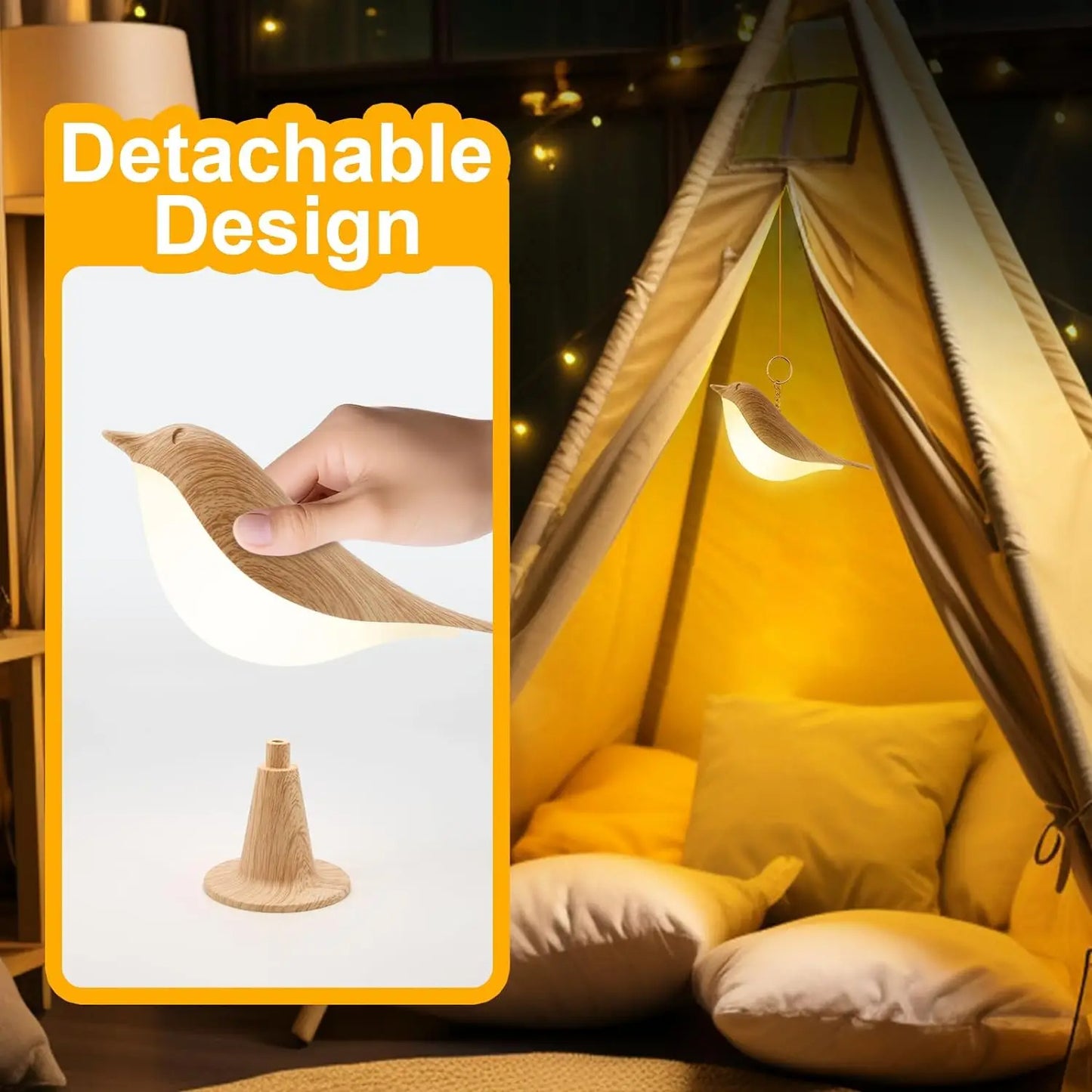 Touch Control Bird Desk Lamp,Rechargeable Cordless Bedside Lamp with 3Color Temperatures,Kids Night Light,Reading &Decor