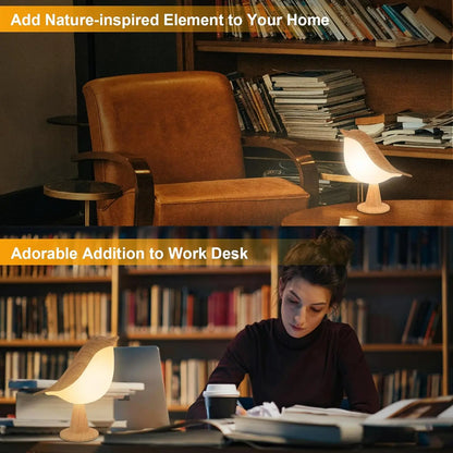 Touch Control Bird Desk Lamp,Rechargeable Cordless Bedside Lamp with 3Color Temperatures,Kids Night Light,Reading &Decor