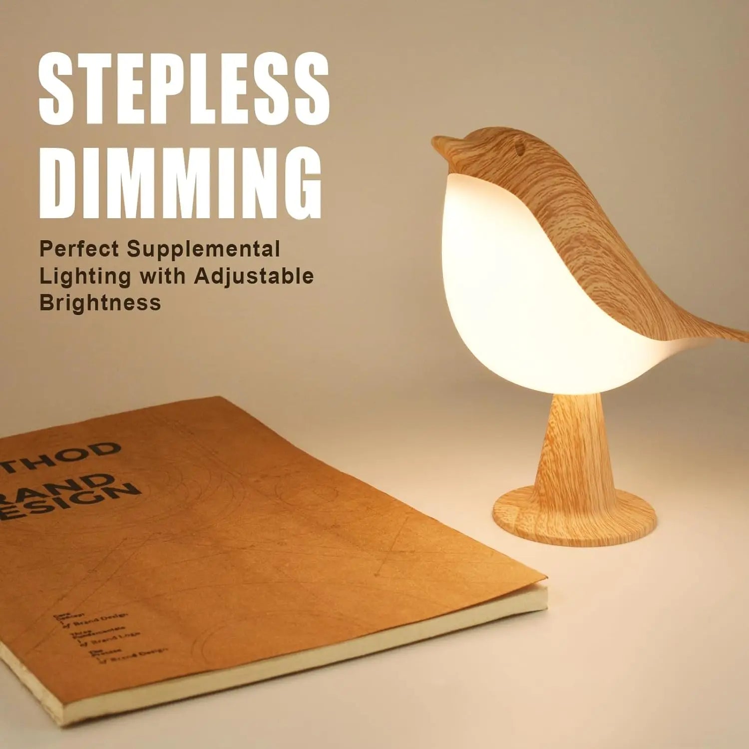 Touch Control Bird Desk Lamp,Rechargeable Cordless Bedside Lamp with 3Color Temperatures,Kids Night Light,Reading &Decor